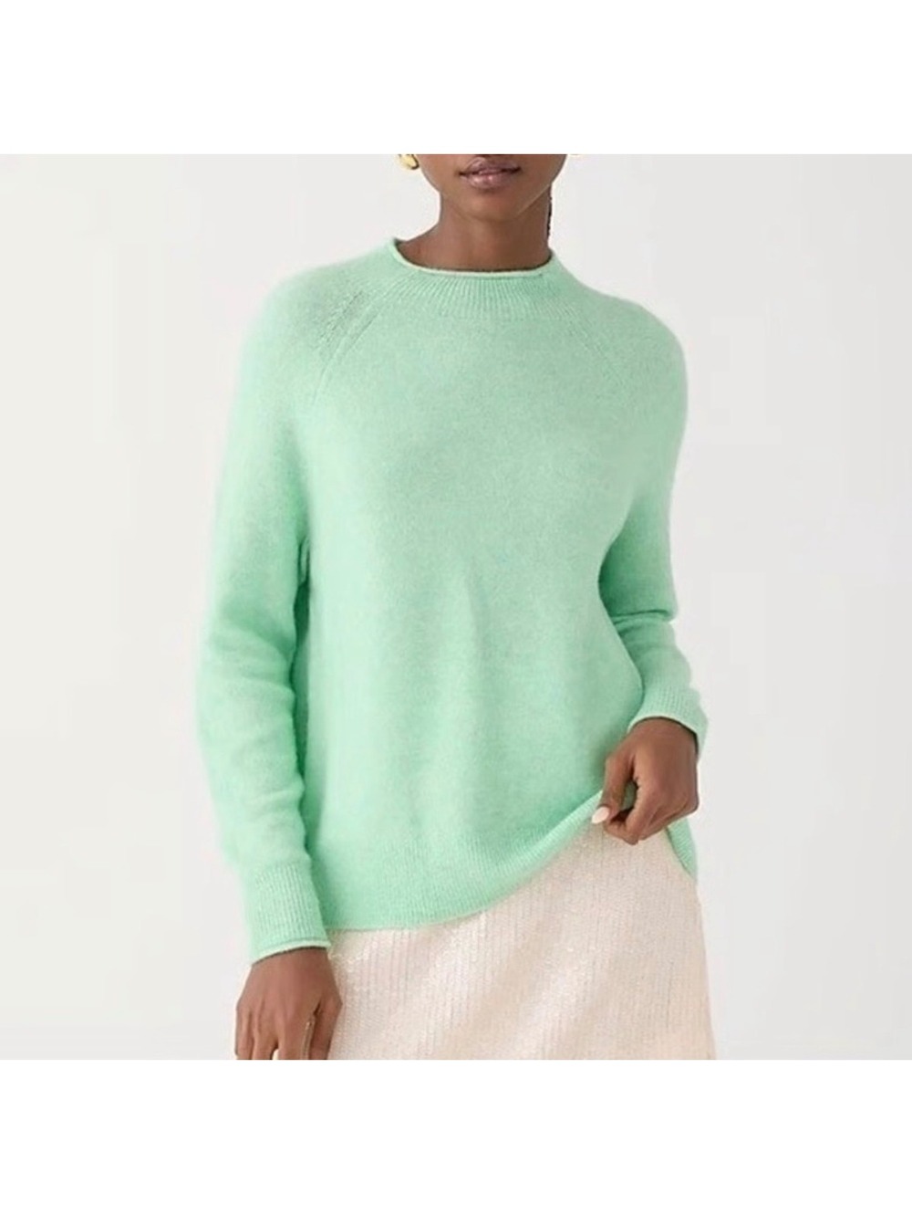 J.Crew Mint Green Rollneck™ Pullover Sweater in Supersoft Yarn